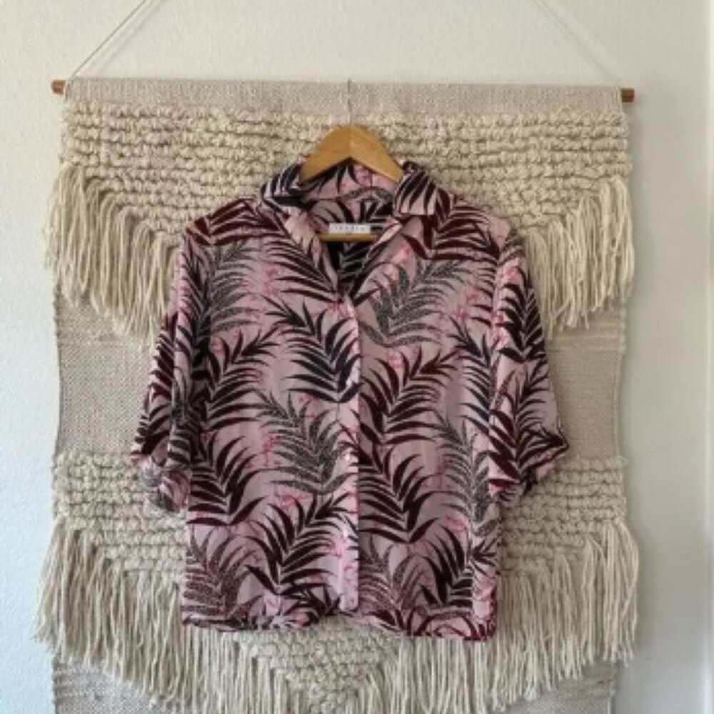 Sandro Silk Leaf Print Blouse